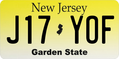 NJ license plate J17YOF