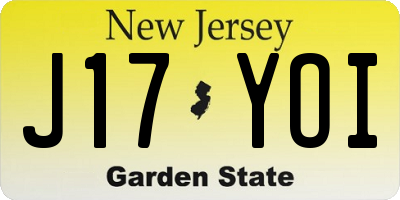 NJ license plate J17YOI