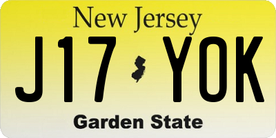 NJ license plate J17YOK