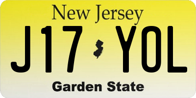 NJ license plate J17YOL