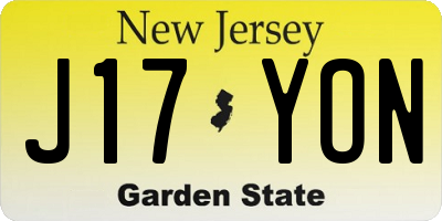 NJ license plate J17YON