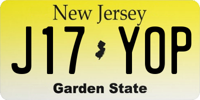 NJ license plate J17YOP