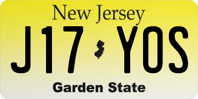NJ license plate J17YOS