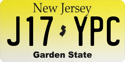 NJ license plate J17YPC
