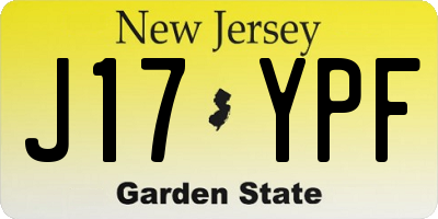 NJ license plate J17YPF