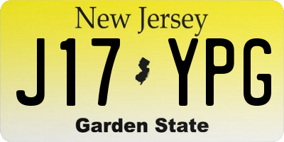 NJ license plate J17YPG