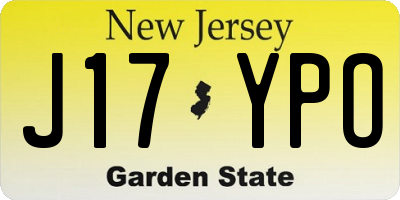 NJ license plate J17YPO