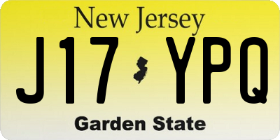 NJ license plate J17YPQ