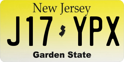 NJ license plate J17YPX