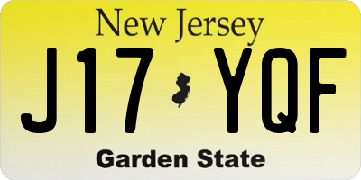 NJ license plate J17YQF