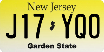 NJ license plate J17YQO
