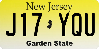 NJ license plate J17YQU
