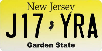 NJ license plate J17YRA