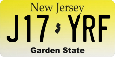 NJ license plate J17YRF