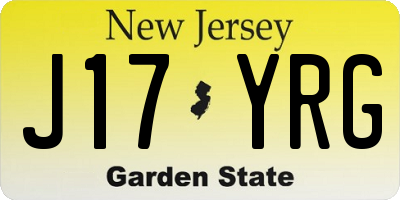 NJ license plate J17YRG