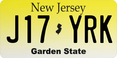 NJ license plate J17YRK