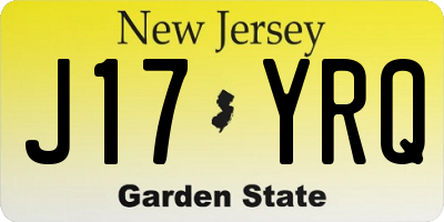 NJ license plate J17YRQ