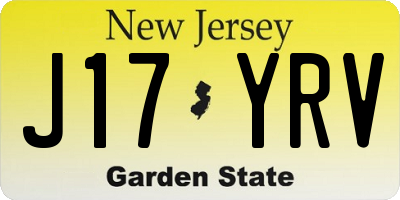 NJ license plate J17YRV