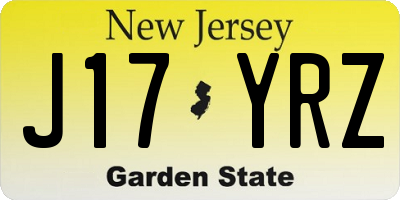 NJ license plate J17YRZ