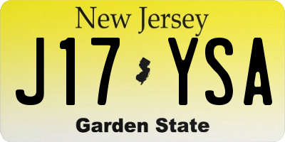 NJ license plate J17YSA