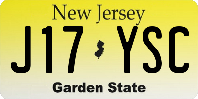NJ license plate J17YSC