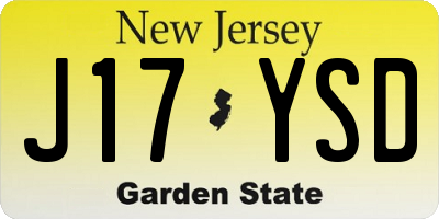 NJ license plate J17YSD