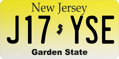 NJ license plate J17YSE