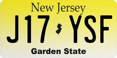 NJ license plate J17YSF