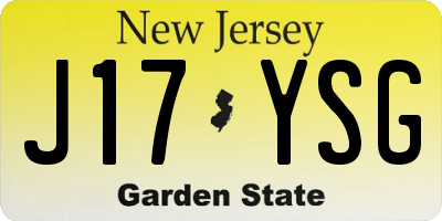 NJ license plate J17YSG