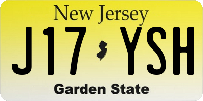 NJ license plate J17YSH