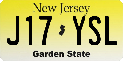 NJ license plate J17YSL