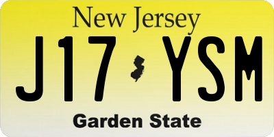 NJ license plate J17YSM
