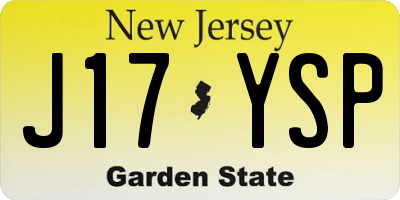 NJ license plate J17YSP