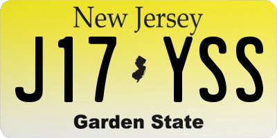 NJ license plate J17YSS