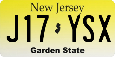 NJ license plate J17YSX