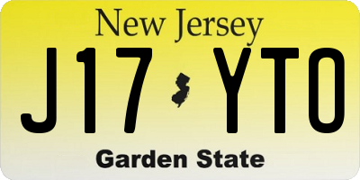 NJ license plate J17YTO