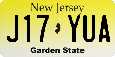 NJ license plate J17YUA