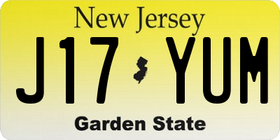 NJ license plate J17YUM