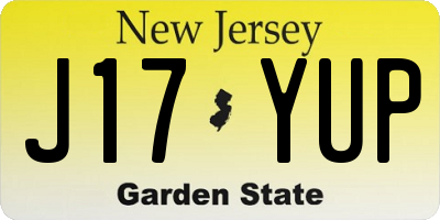 NJ license plate J17YUP