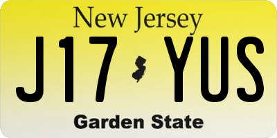 NJ license plate J17YUS