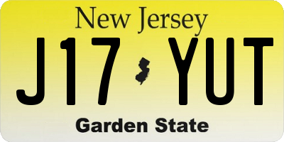 NJ license plate J17YUT