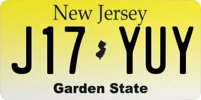 NJ license plate J17YUY