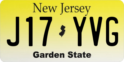 NJ license plate J17YVG