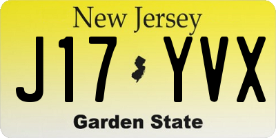 NJ license plate J17YVX