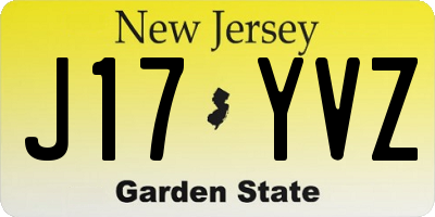 NJ license plate J17YVZ