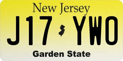 NJ license plate J17YWO