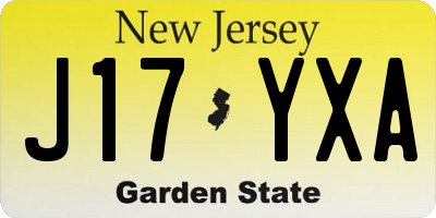 NJ license plate J17YXA