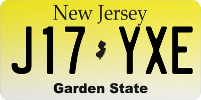 NJ license plate J17YXE