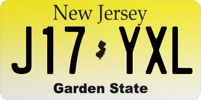 NJ license plate J17YXL