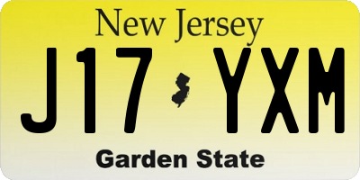 NJ license plate J17YXM